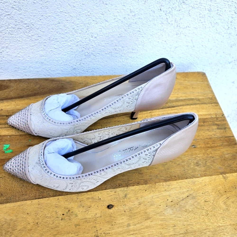 New Caparros Nude Satin Quillian Shoes Women's Size 9.5 - Picture 14 of 16